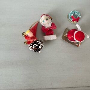 Vintage Putz pinecone chenille Christmas Santa’s lot